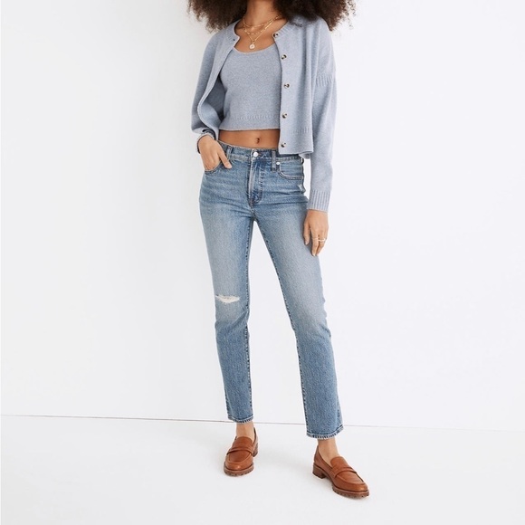 Madewell New Mid-Rise Perfect Vintage Jean Ainsdale Wash Knee-Rip Edition 23 NWT - Picture 7 of 16